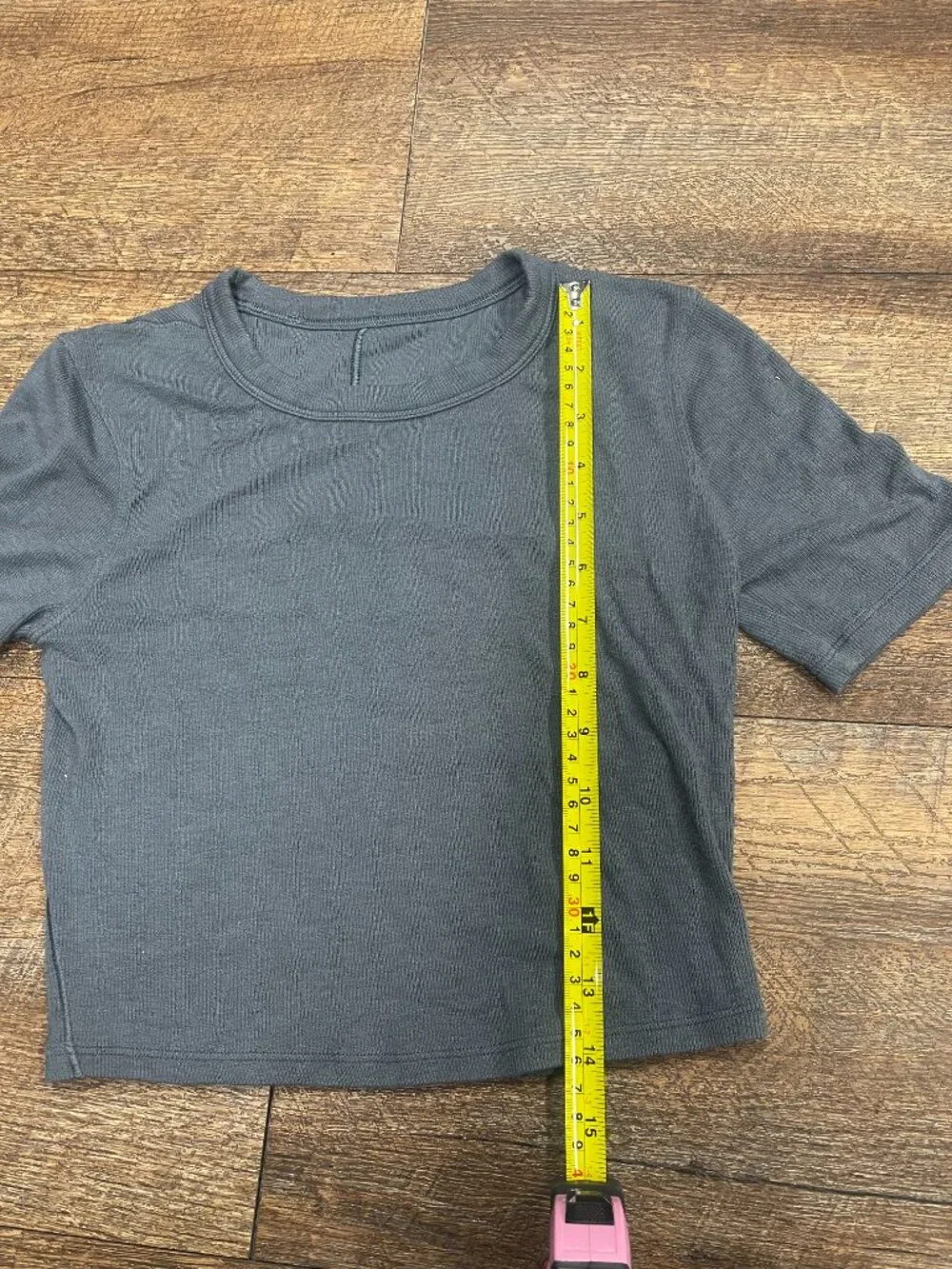 lululemon Ribbed Cropped Dark Gray Tee XS